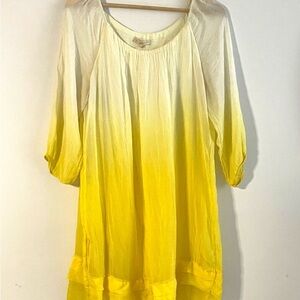 PRONTOMODA GUISY 100% silk dress -  BOHO dip dye on/off shoulder - XS
